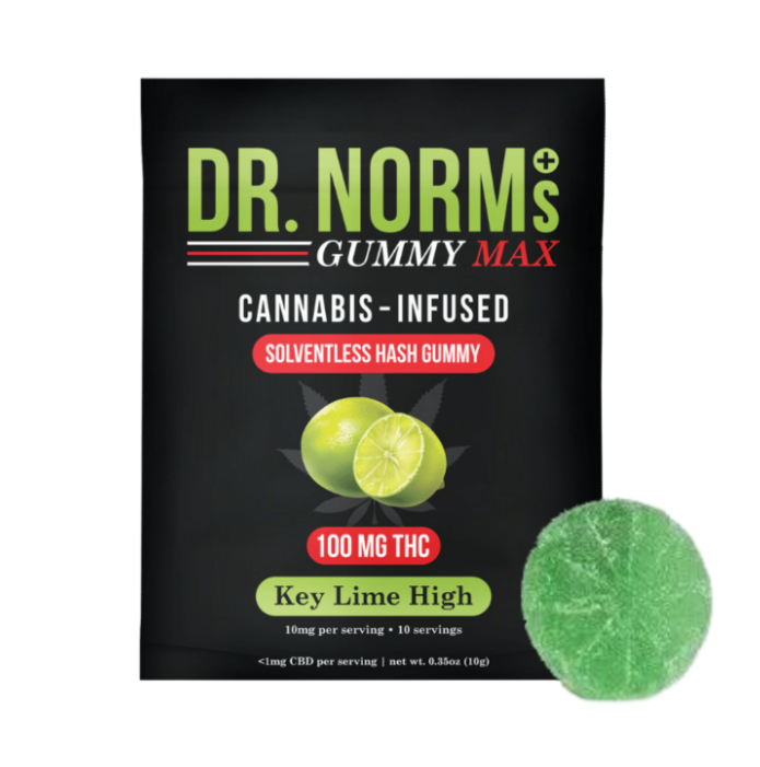 Photograph of product: Dr. Norm's - 100mg MAX Solventless au chocolat Gummy - Key Lime High