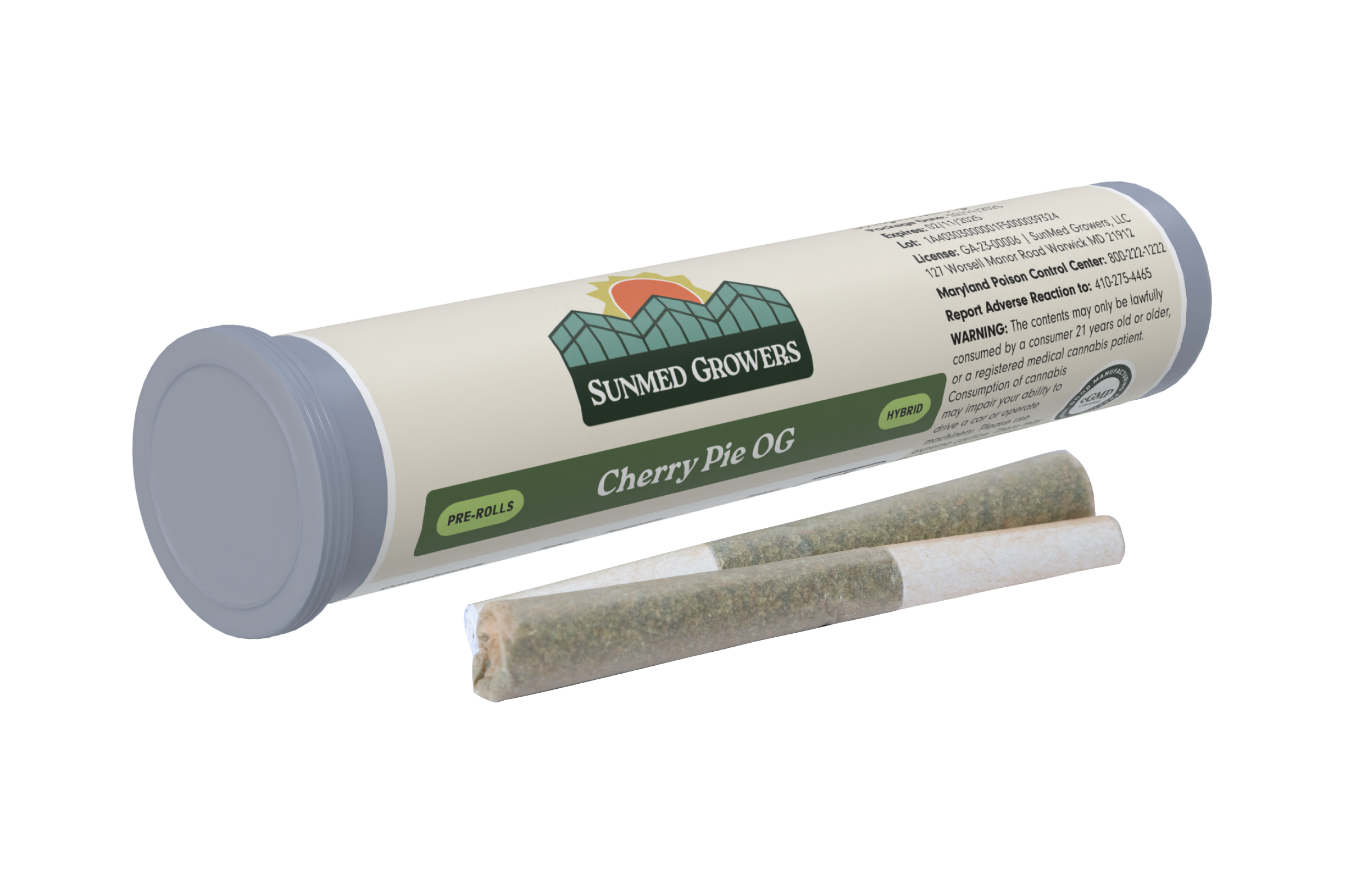 Photograph of product: SunMed Cherry Pie OG 2pk of 0.5g Pre Rolls