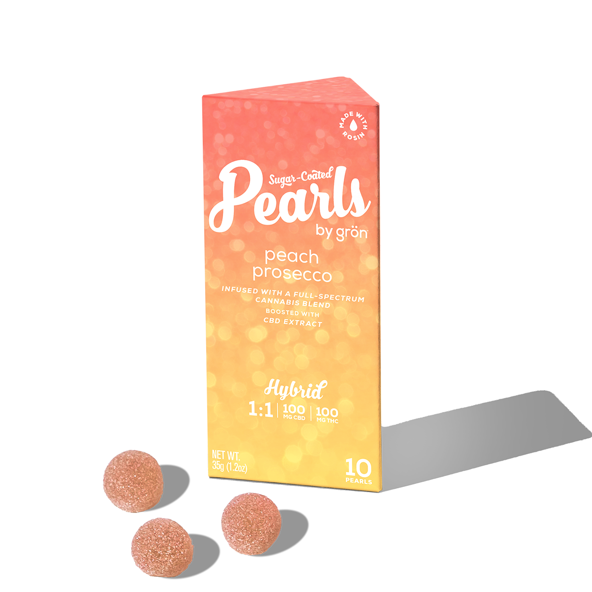 Photograph of Product: Grn 1:1 Peach Prosecco Pearls - Hybrid - CBD/THC