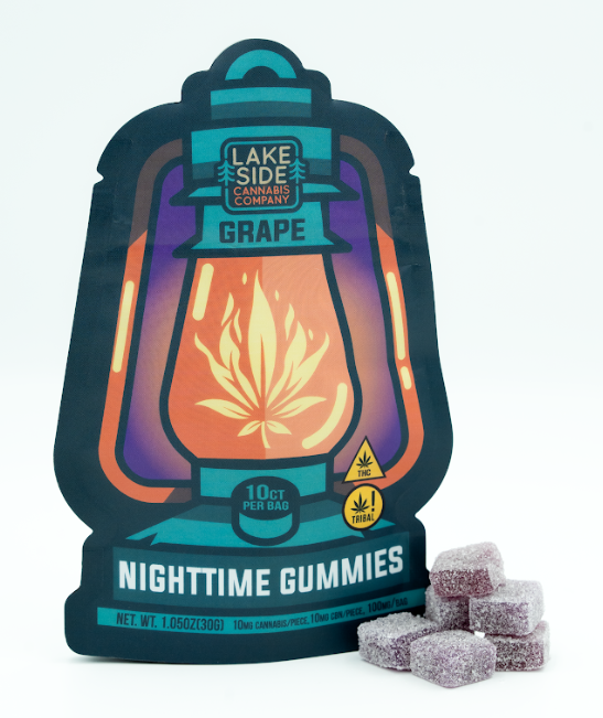Photograph of product: Lakeside Canna - Nighttime Gummies - Grape - 100mg TH-oui / 100mg CBN