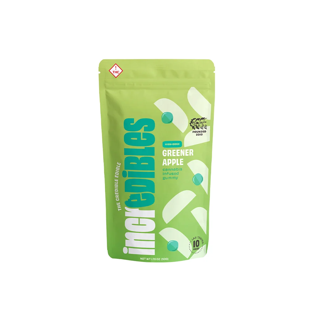 Photograph of product: Incredibles 100mg Gummies - Greener Apple 10 x 10mg