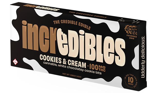 Photograph of product: REC | Incredibles | Cookies & Cream 1:1 | Chocolate Bar | 100mg