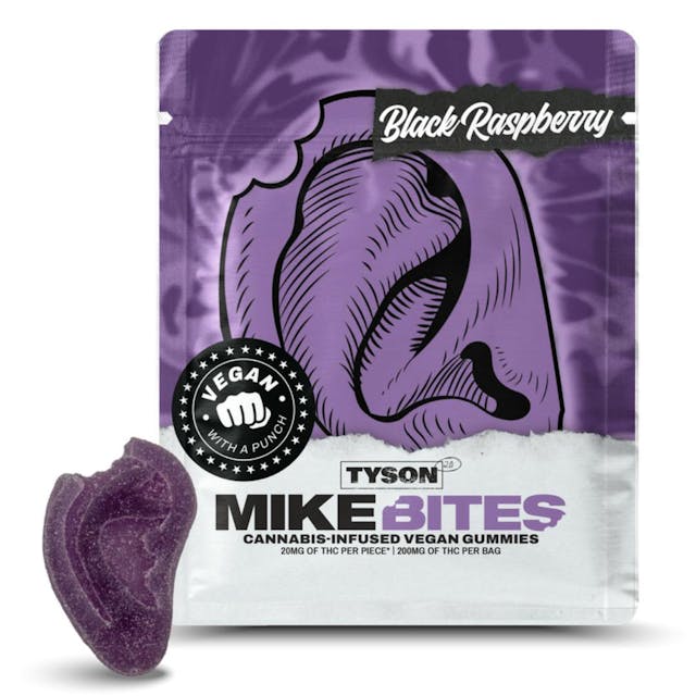 Photograph of product: Tyson 2.0 - Mike Bites Solventless Gummies - Black Raspberry - 