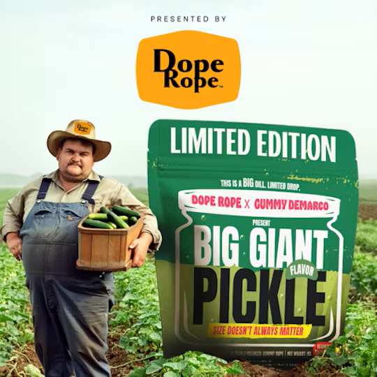 Photograph of product: Dope Rope - Big Giant Pickle Gummy Rope 200mg