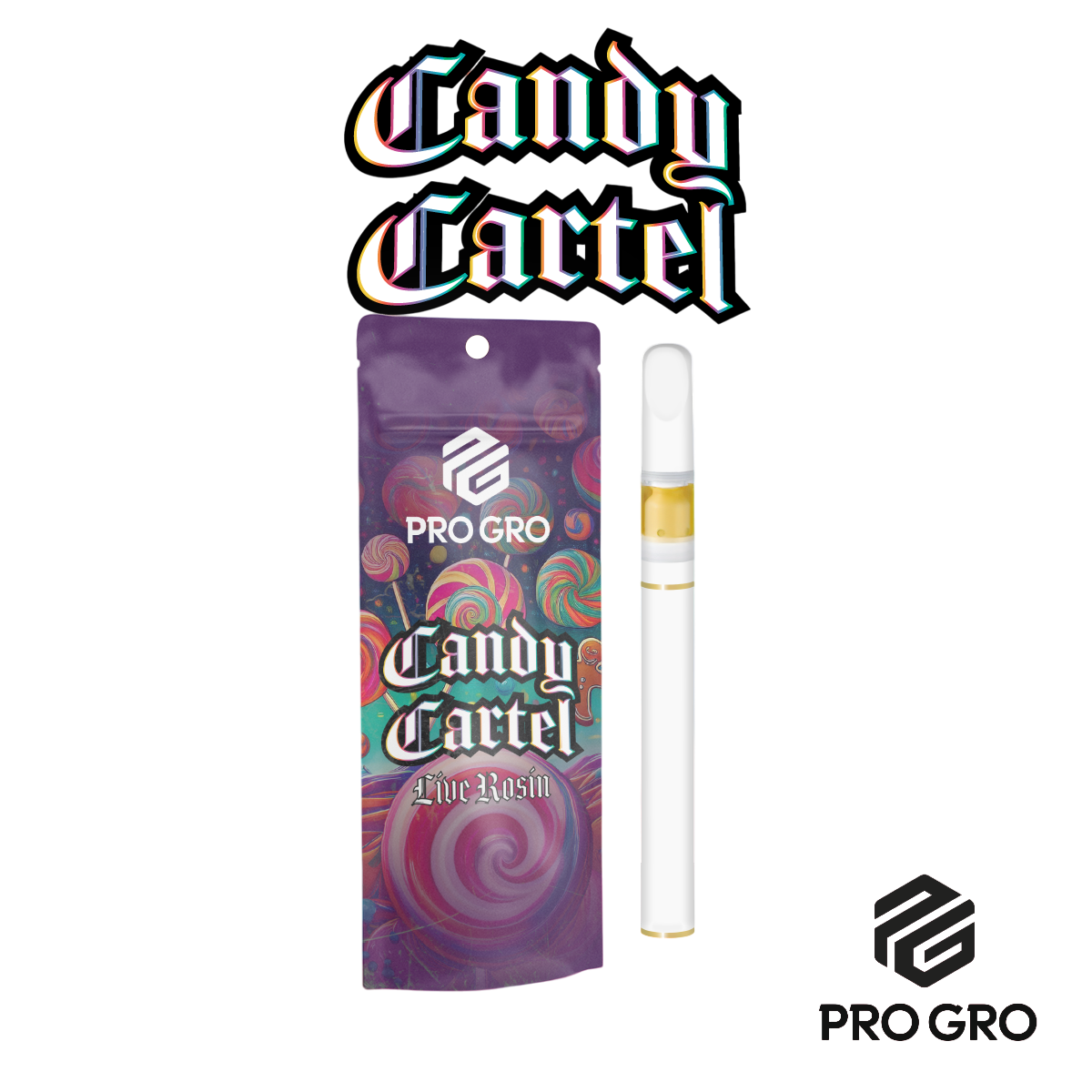 Photograph of product: ProGro Candy Cartel All-In-One Live Rosin Vape | 0.5g