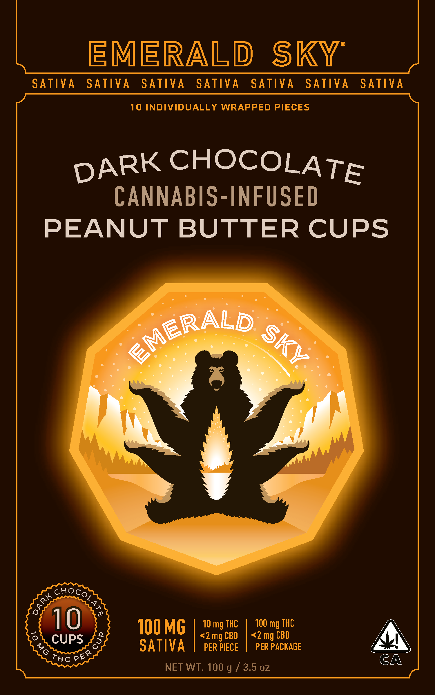 Photograph of product: Dark Chocolate Peanut Butter Cups - 100mg Oui'd 10pk | Emerald Sky