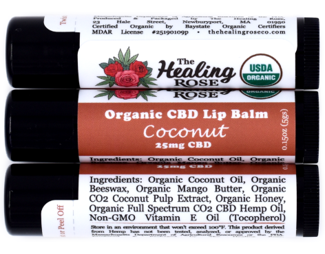 Photograph of product: Coconut CBD Lip Balm | 25mg - The Healing Rose