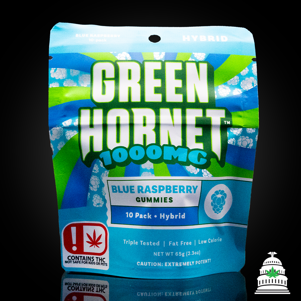 Photograph of product: Blue Raspberry - Green Hornet Gummies