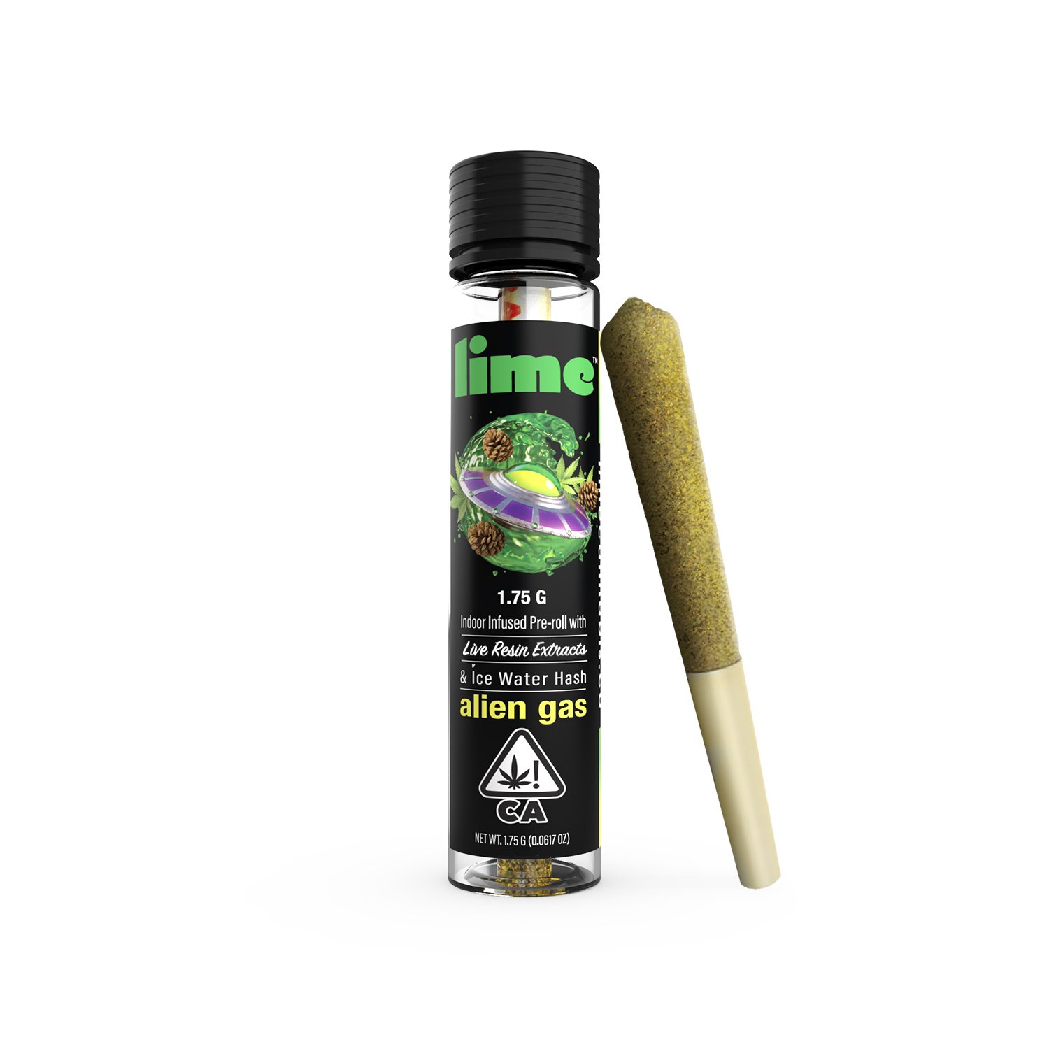 Photograph of product: LIME ALIEN GAS 1.75G INFUSED PREROLL