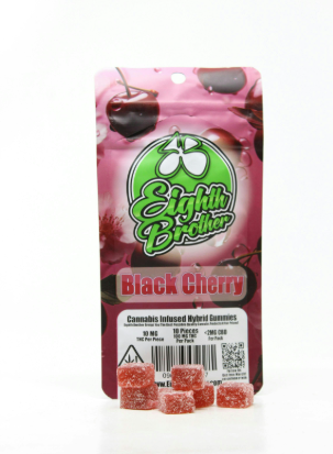 Photograph of product: BLACK CHERRY 100MG GUMMIES 10 PACK