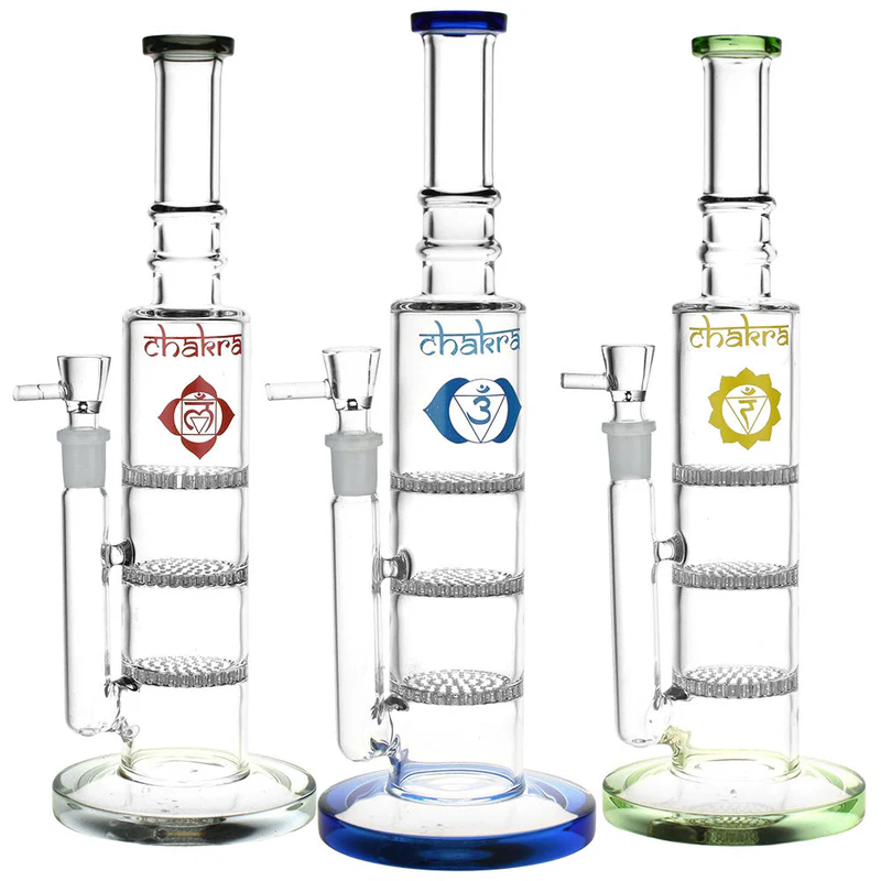 Photograph of product: Rising Awareness Chakra Glass Water Pipe Assorted Colors 12"
