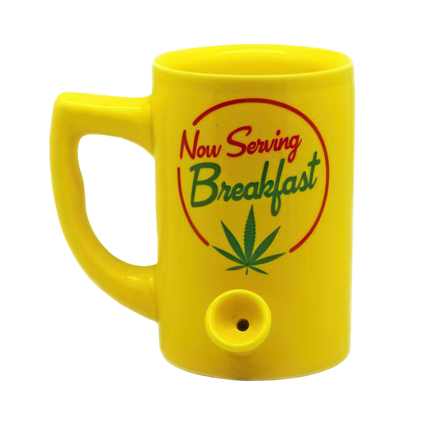 Photograph of product: Now Serving Breakfast Ceramic Pipe Mug