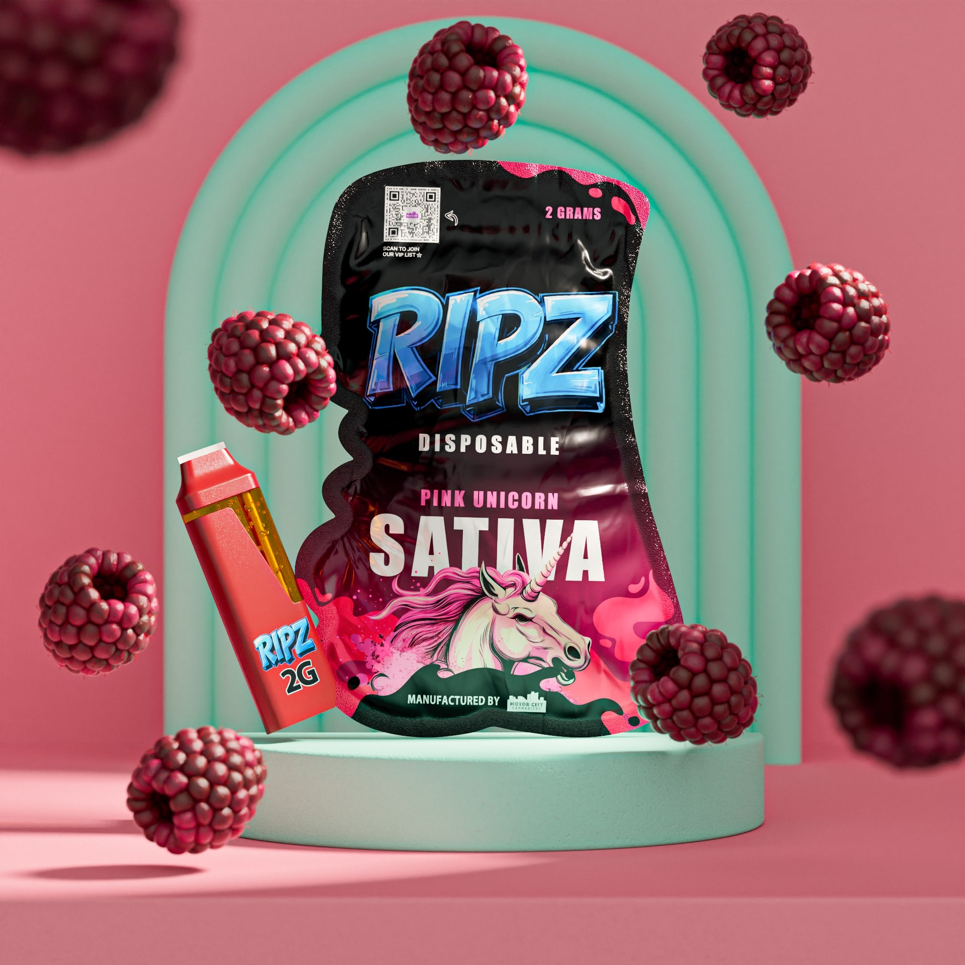 Photograph of product: RIPZ | PINK UNICORN | DISPOSABLE