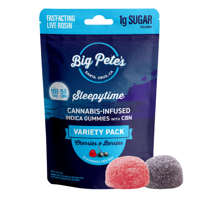 Photograph of product: Big Pete's Cherries & Berries Sleepytime 10:5 TH-oui:CBN Oui'd Variety Pack Gummies 150mg