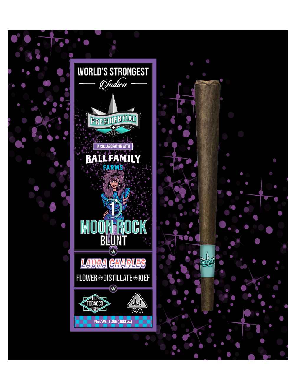 Photograph of product: Presidential x Ball Family Farms - Laura Charles - Moon Rock Blunt