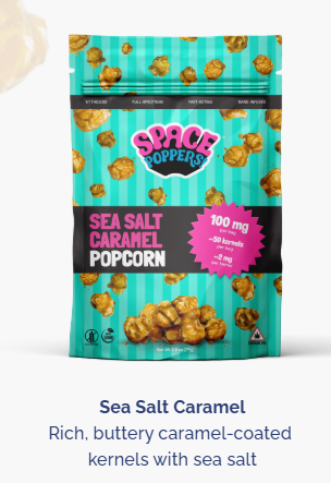 Photograph of product: SPACE POPPERS - Sea Salt Caramel 1:1 TH-oui:CBD - 100mg