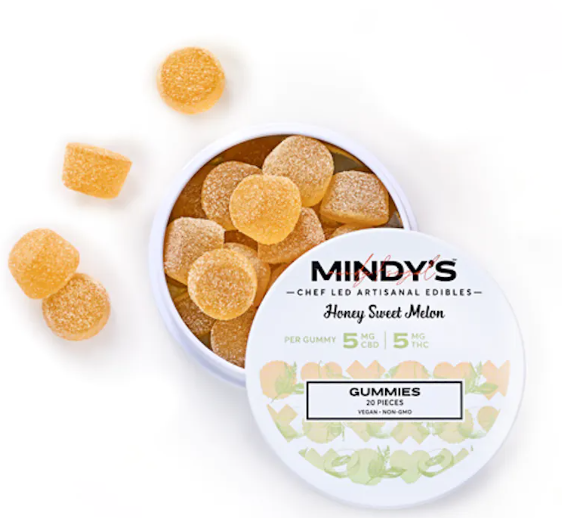 Photograph of product: Mindy's Honey Sweet Melon (H) 1:1 CBD:TH-oui Gummies 5mg 20pk