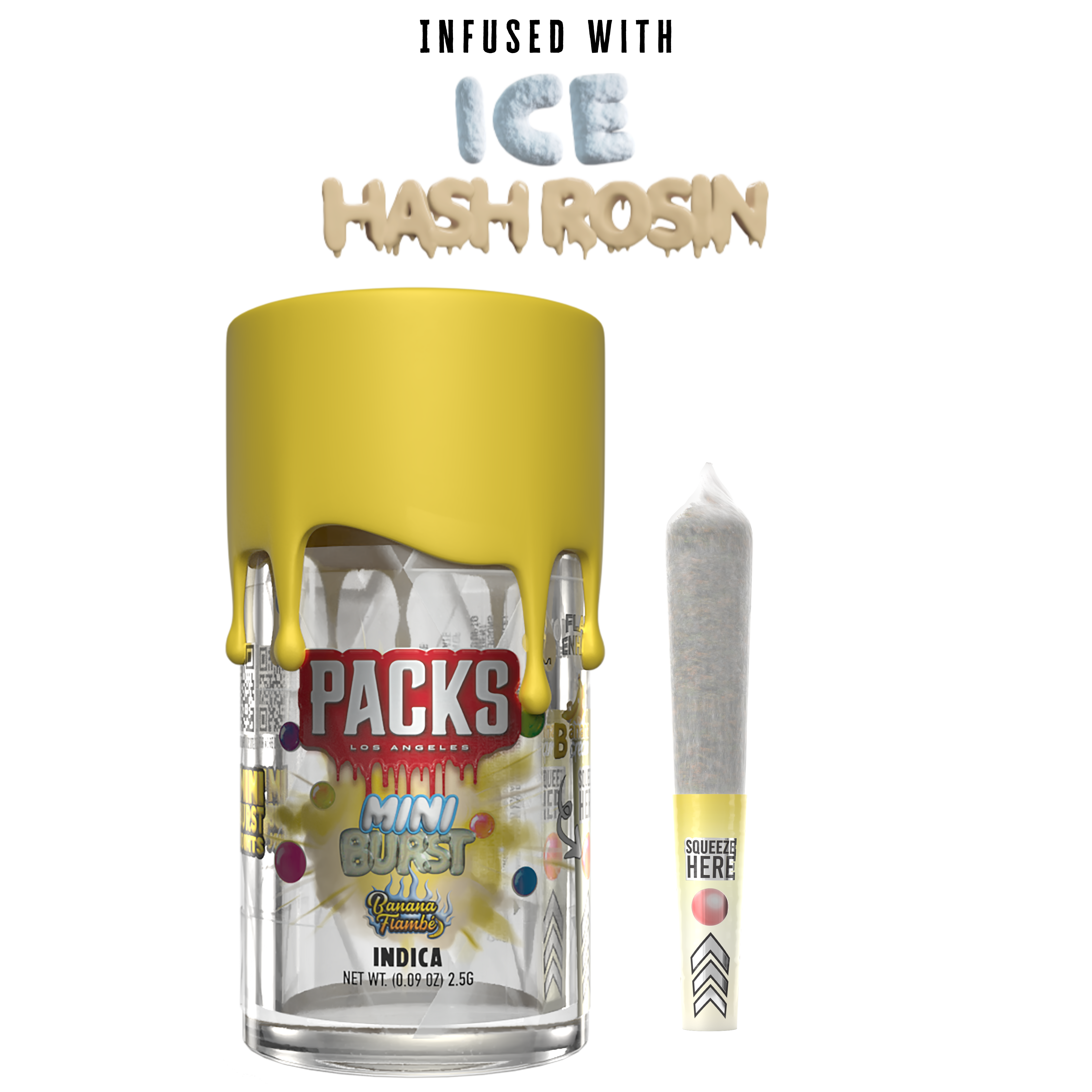 Photograph of product: BANANA FLAMBE | Packs Mini Bursts - 5 Pack Infused Mini Joints | 2.5G