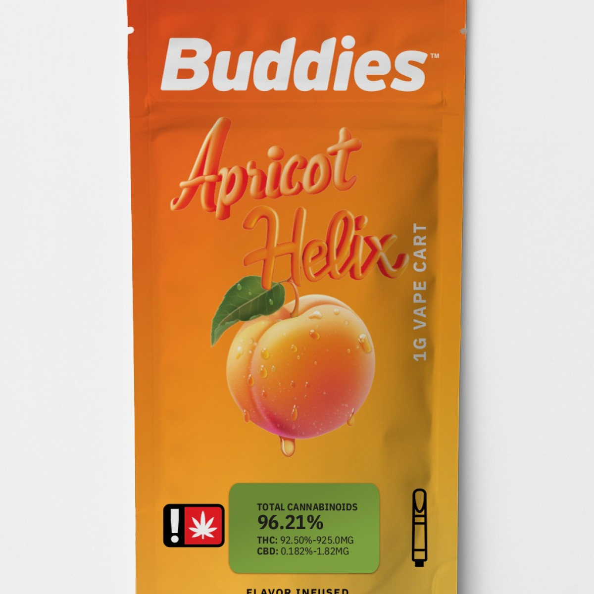Photograph of product: Buddies Flavors - Apricot Helix (H) - Flavored Distillate Cartridge 1g