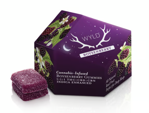 Photograph of product: Wyld Boysenberry Gummies 1:1:1 TH-oui:CBN:CBD Oui'd 300mg