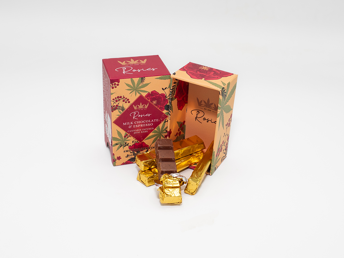 Photograph of Product: Mini Chocolate Bars - Milk Chocolate and Espresso - 5mg (20ct.)