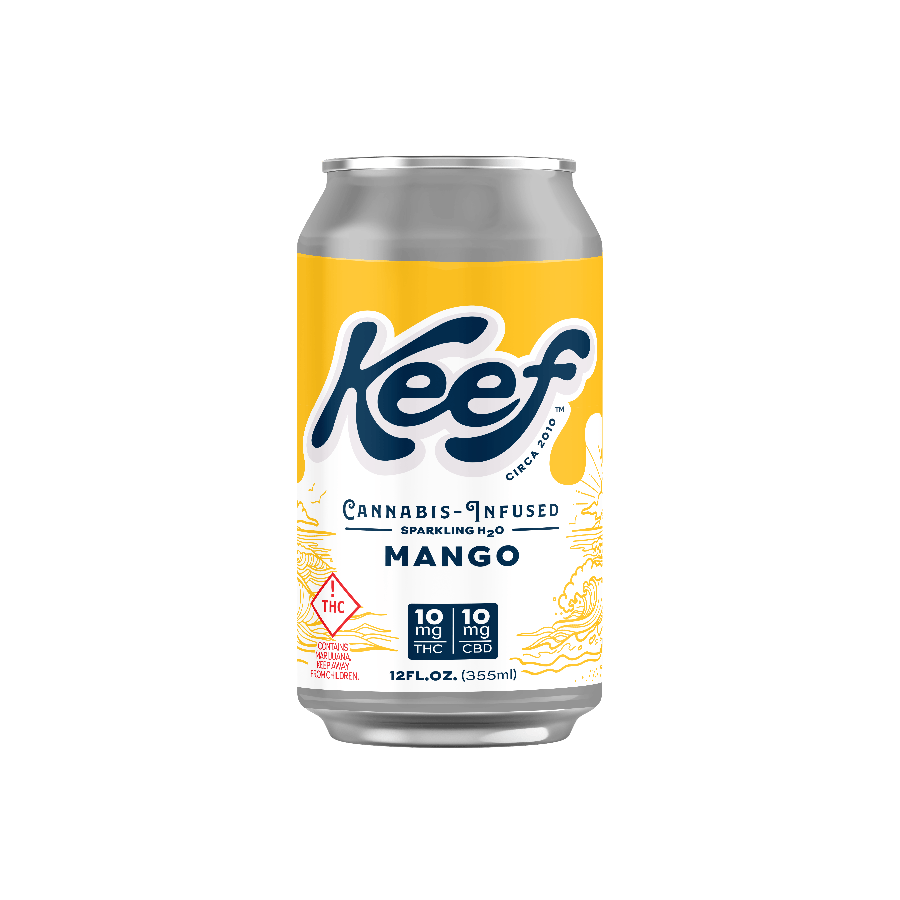 Photograph of product: Beverages 10mg - Keef Cola - Mango 1:1 Sparkling Water