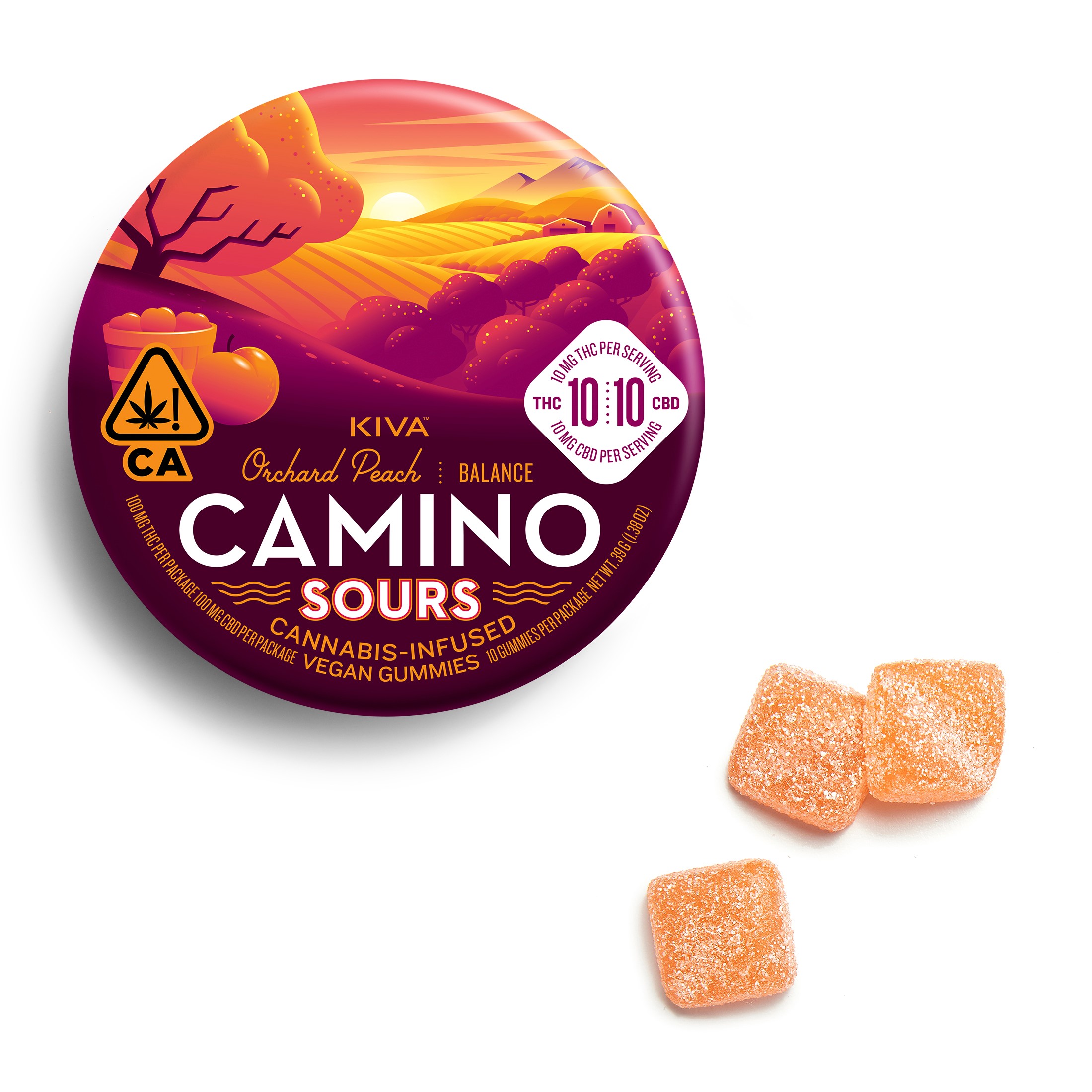 Photograph of product: SOUR ORCHARD PEACH - 100MG THC : 100MG CBD