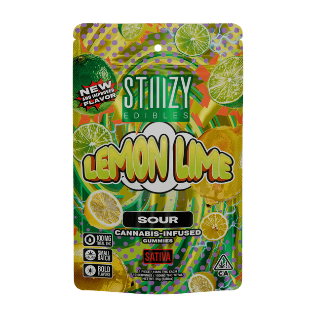 Photograph of product: 100mg Sour Lemon Lime Gummies - 