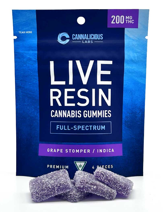 Photograph of Product: Cannalicious - Gummies - 200mg Live Resin - Grape Stomper - Indica
