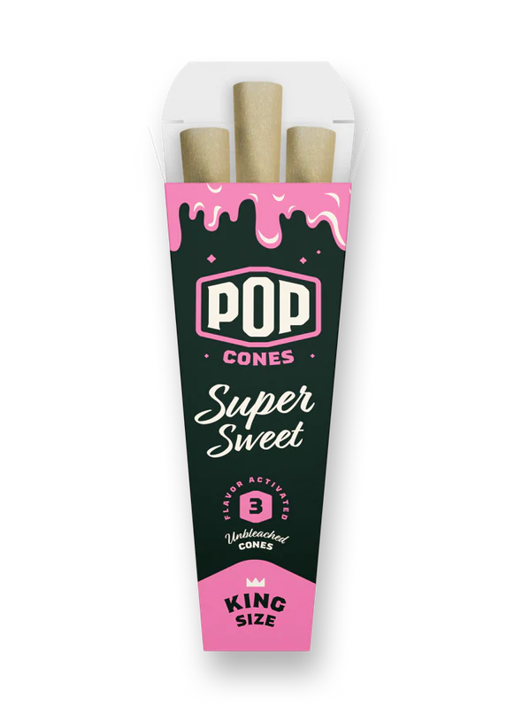Photograph of product: Pop Cones 3pk King Size - Super Sweet Unbleached