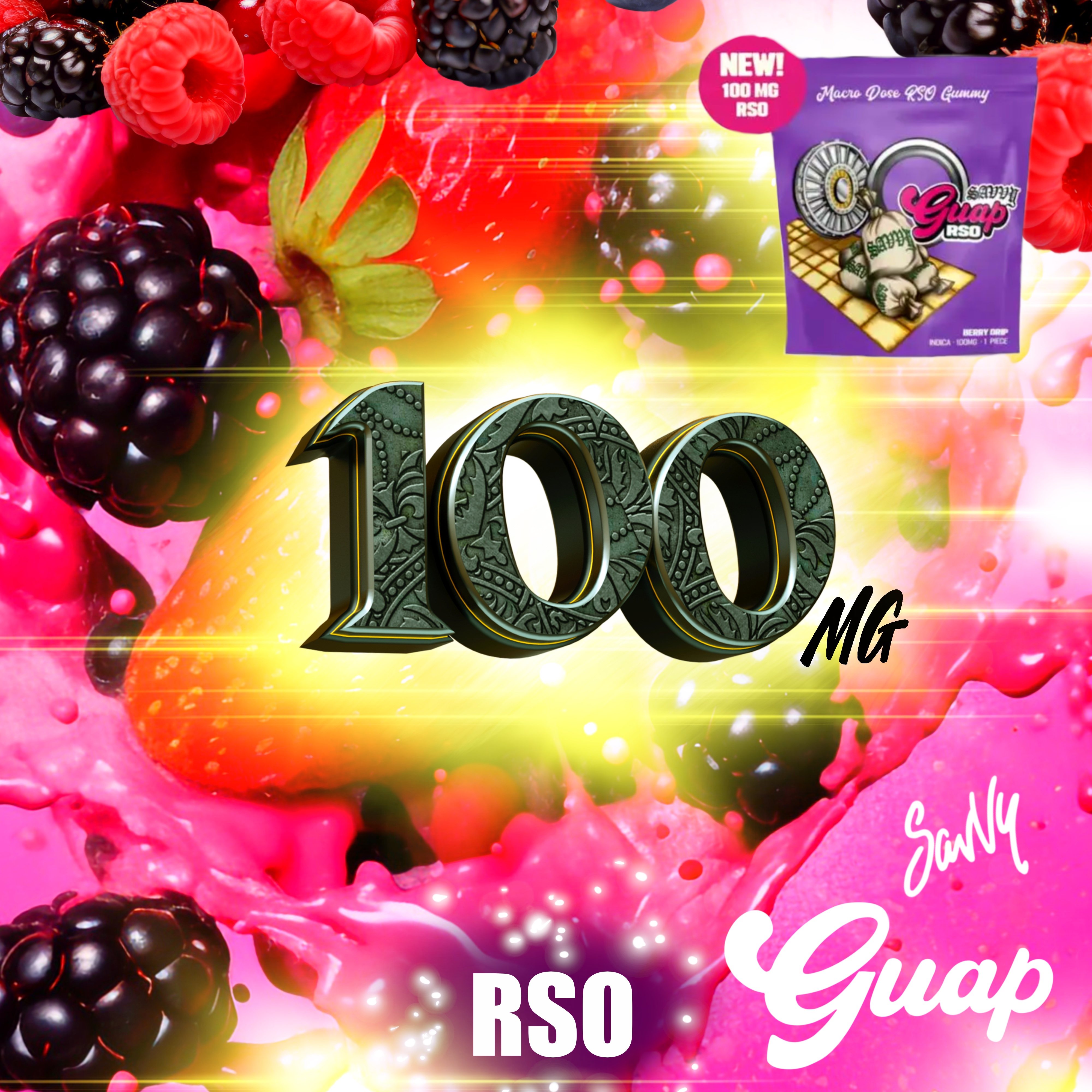 Photograph of product: Berry Drip RSO Guap Gummy 100mg 1pc