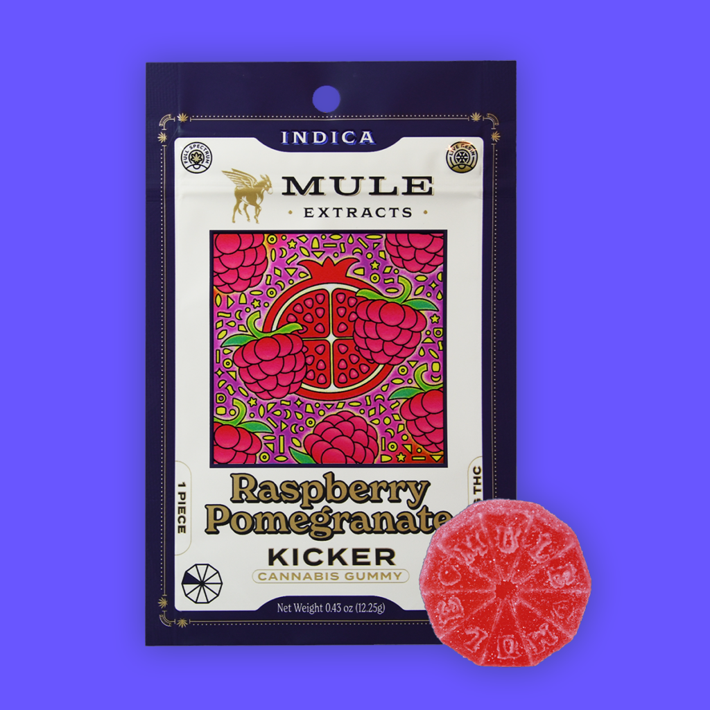 Photograph of product: Edibles: Mule Extracts: Raspberry Pomegranate: 10 pack: 100mg TH-oui
