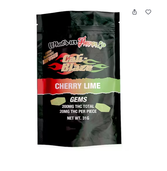 Photograph of product: Cali Blaze Cherry Lime 200mg Gummy