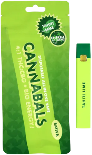 Photograph of Product: Cannabals | Tahiti Lime AIO Vape | Big Energy 4:1 THC:CBG