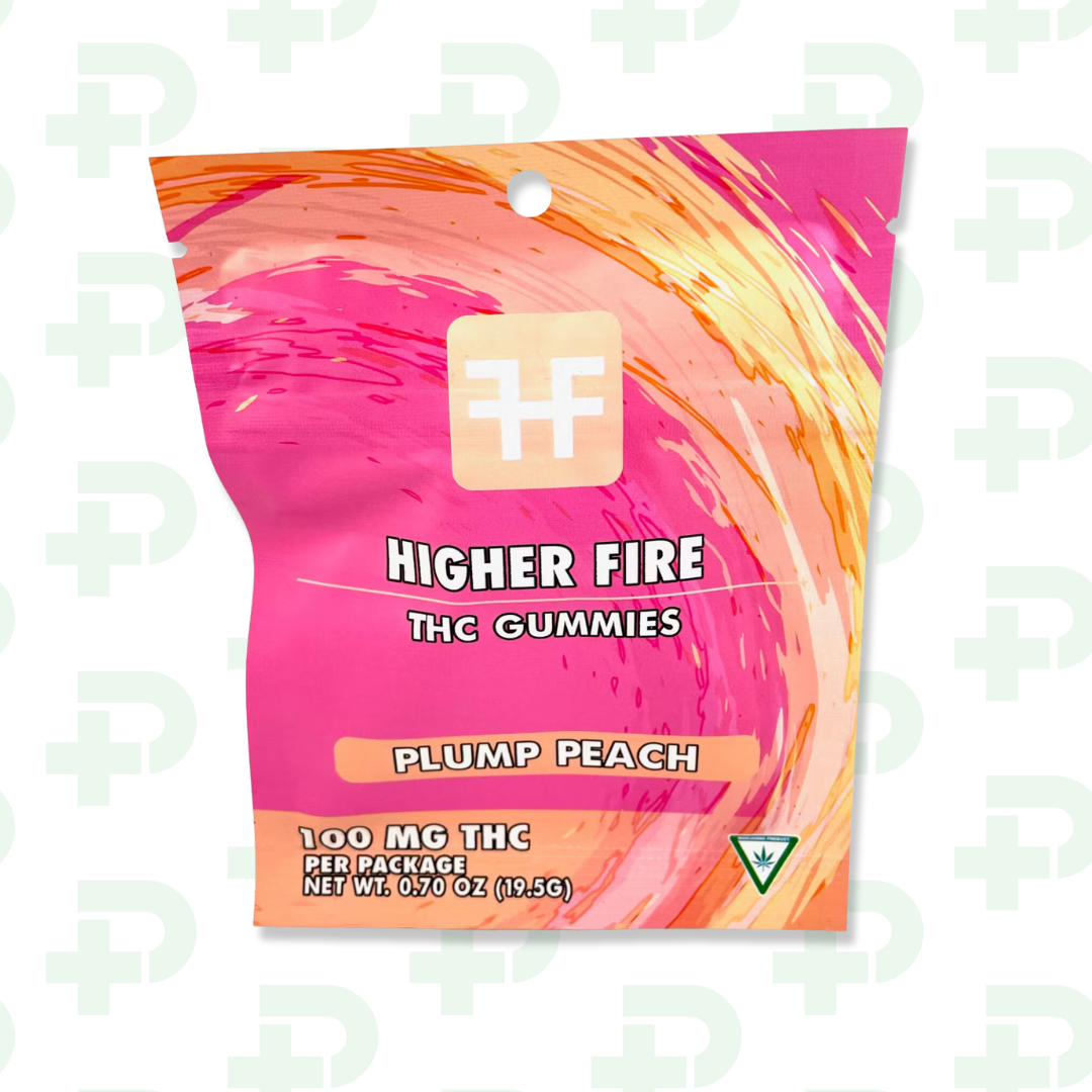 Photograph of product: Higher Fire 100mg Gummies - Plump Peach