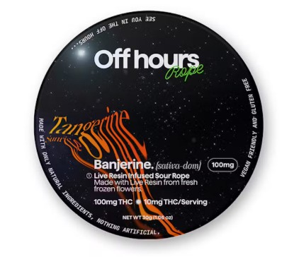 Photograph of product: Off Hours | Banjerine Sour Tangerine Sunrise | Live Resin Rope | 100mg