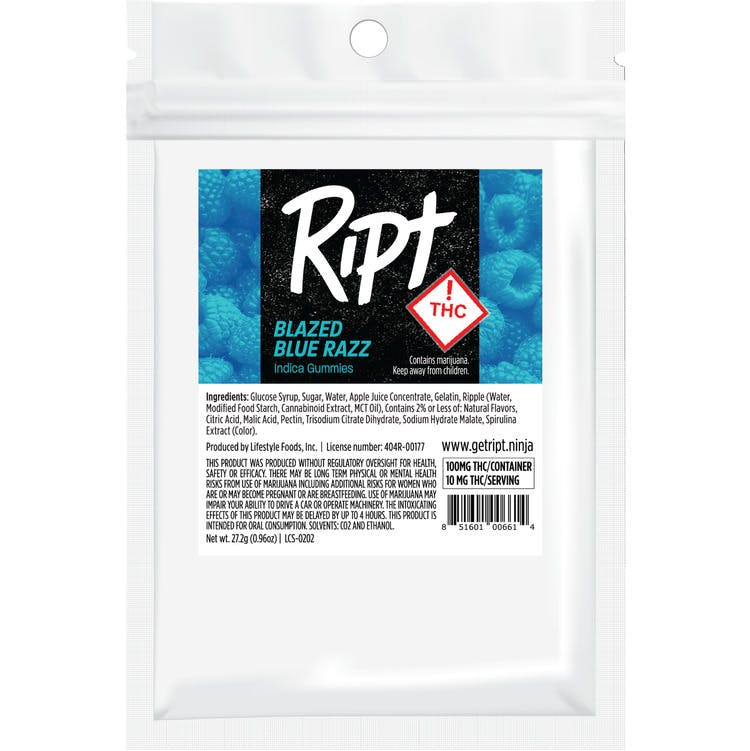Photograph of product: Ript | Gummies | (I) Blazed Blue Razz