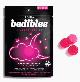 Photograph of product: BEDIBLES SLEEPY BERRY 4:1:1 TH-oui:CBN:CBD GUMMIES - 100 MG