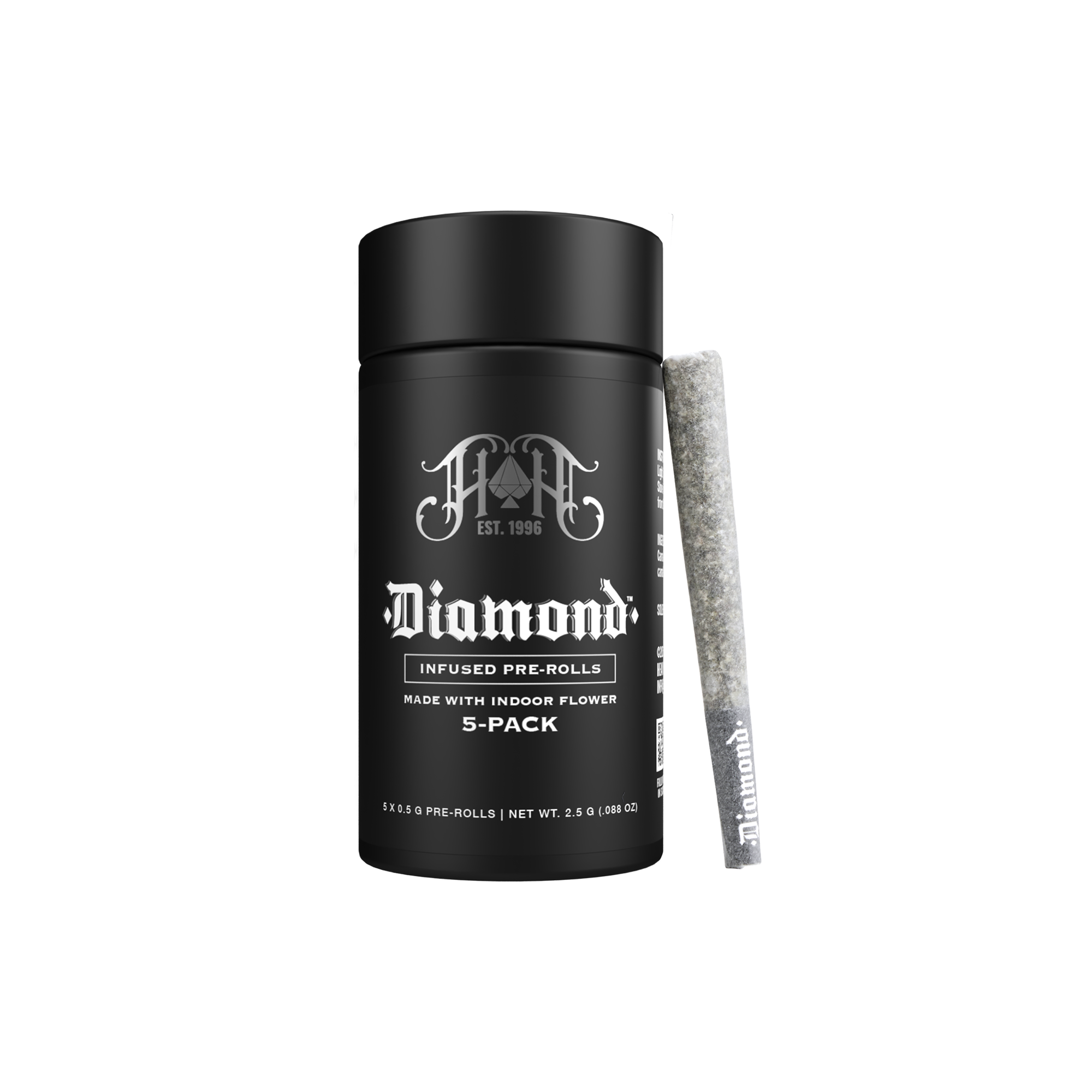 Photograph of product: Heavy Hitters x CAM: Diamond Infused 5-Pack Pre Rolls - Lemon Cherry Gelato