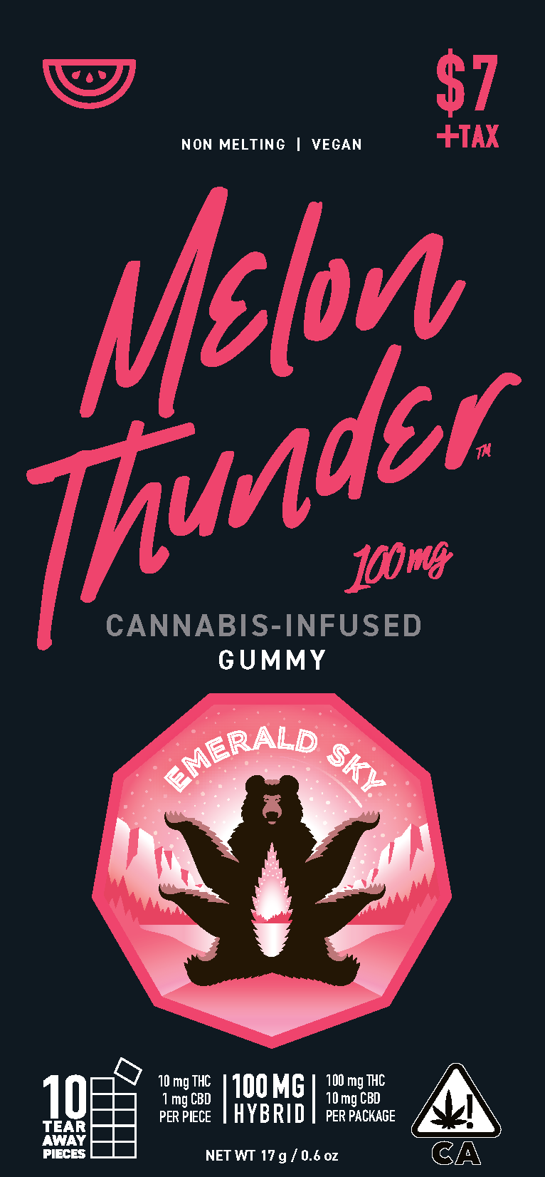 Photograph of product: Melon Thunder (H) Single 100mg GUMMY - Emerald Sky