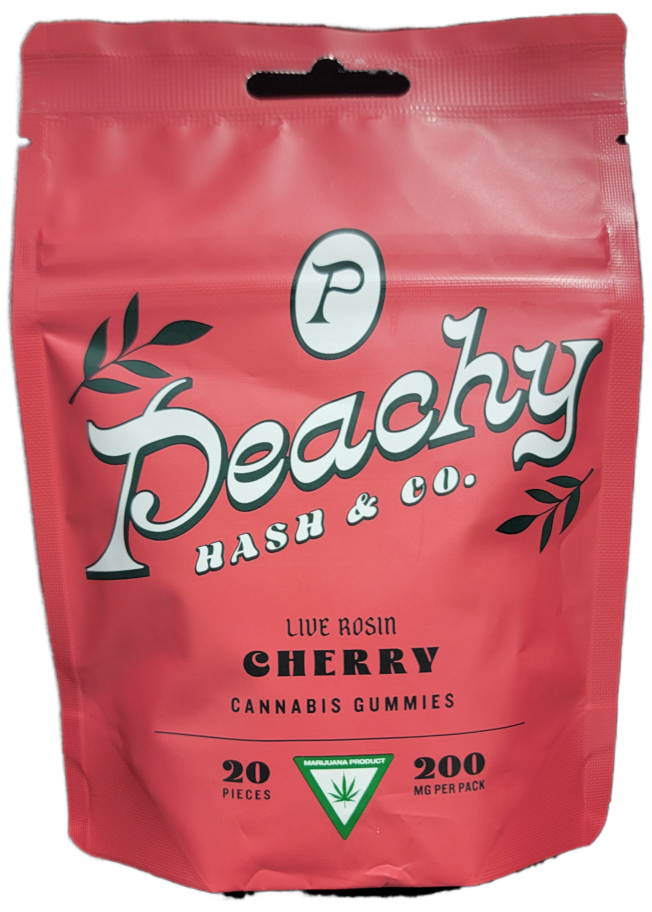 Photograph of product: Peachy au chocolat & Co. | Cherry | Live Rosin Gummies | 200mg