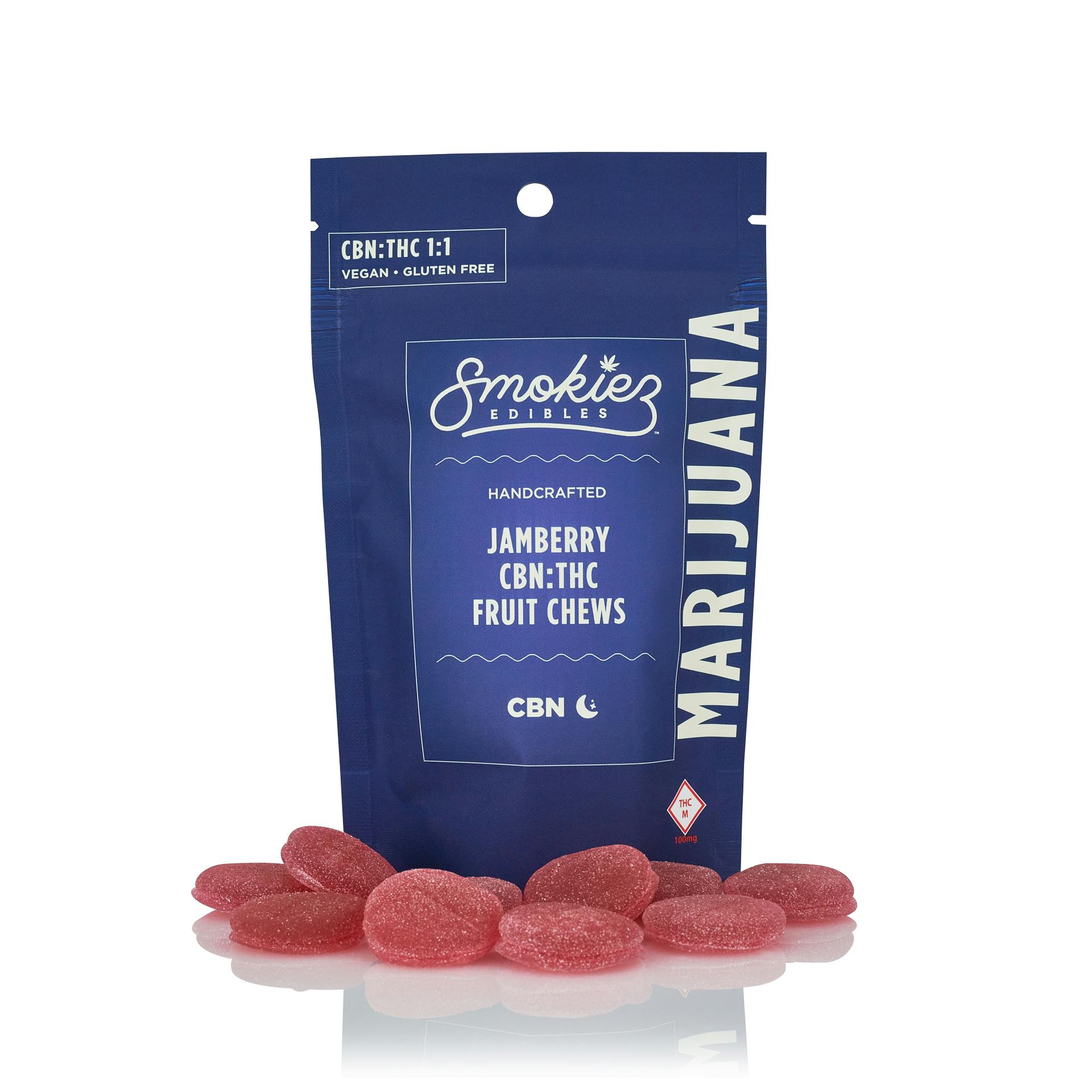Photograph of product: CBN:TH-oui 1:1 Jamberry 100mg CBN:100mg TH-oui Fruit Chews - 