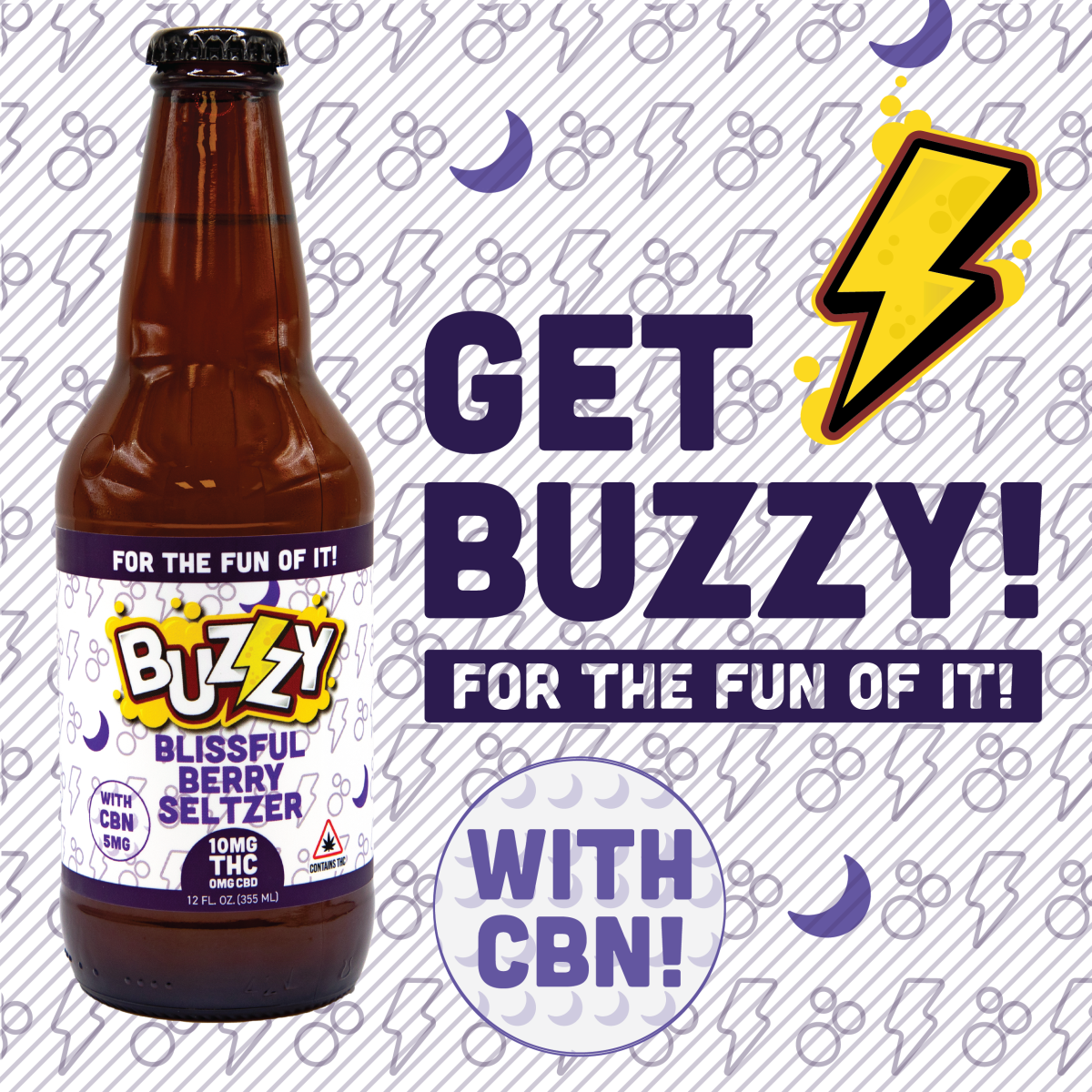 Photograph of product: Buzzy - Blissful Berry Seltzer (10MG TH-oui + 5MG CBN)