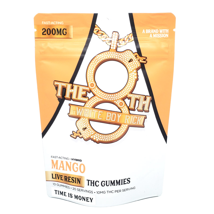 Photograph of product: The 8th By White Boy Rick Mango Fast-Acting Live Resin Gummies 200mg Rec