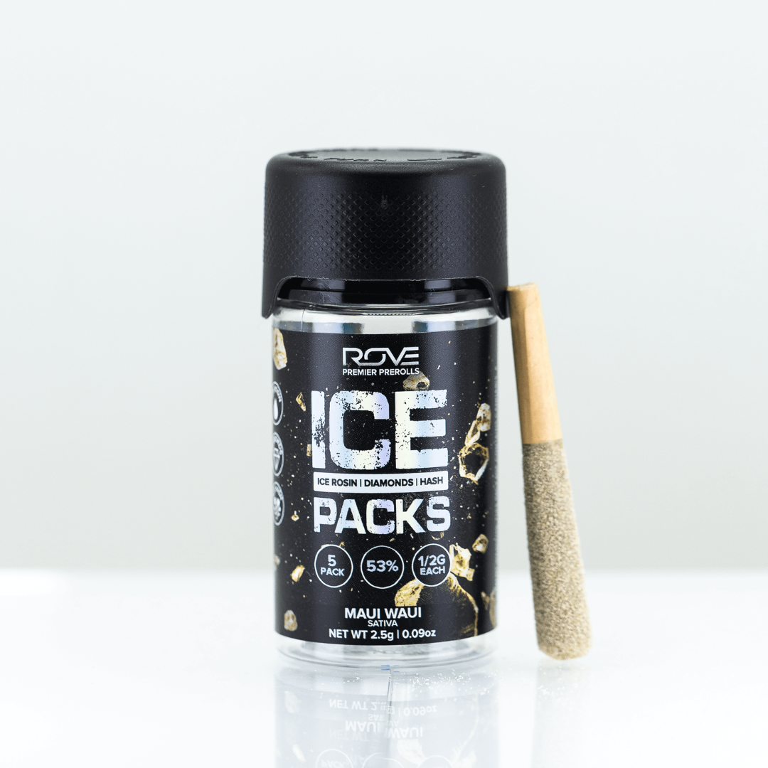 Photograph of Product: Maui Waui | Infused Pre-Roll Ice Packs (Rosin, Hash, and Diamonds) | 5 Pack | .5g each