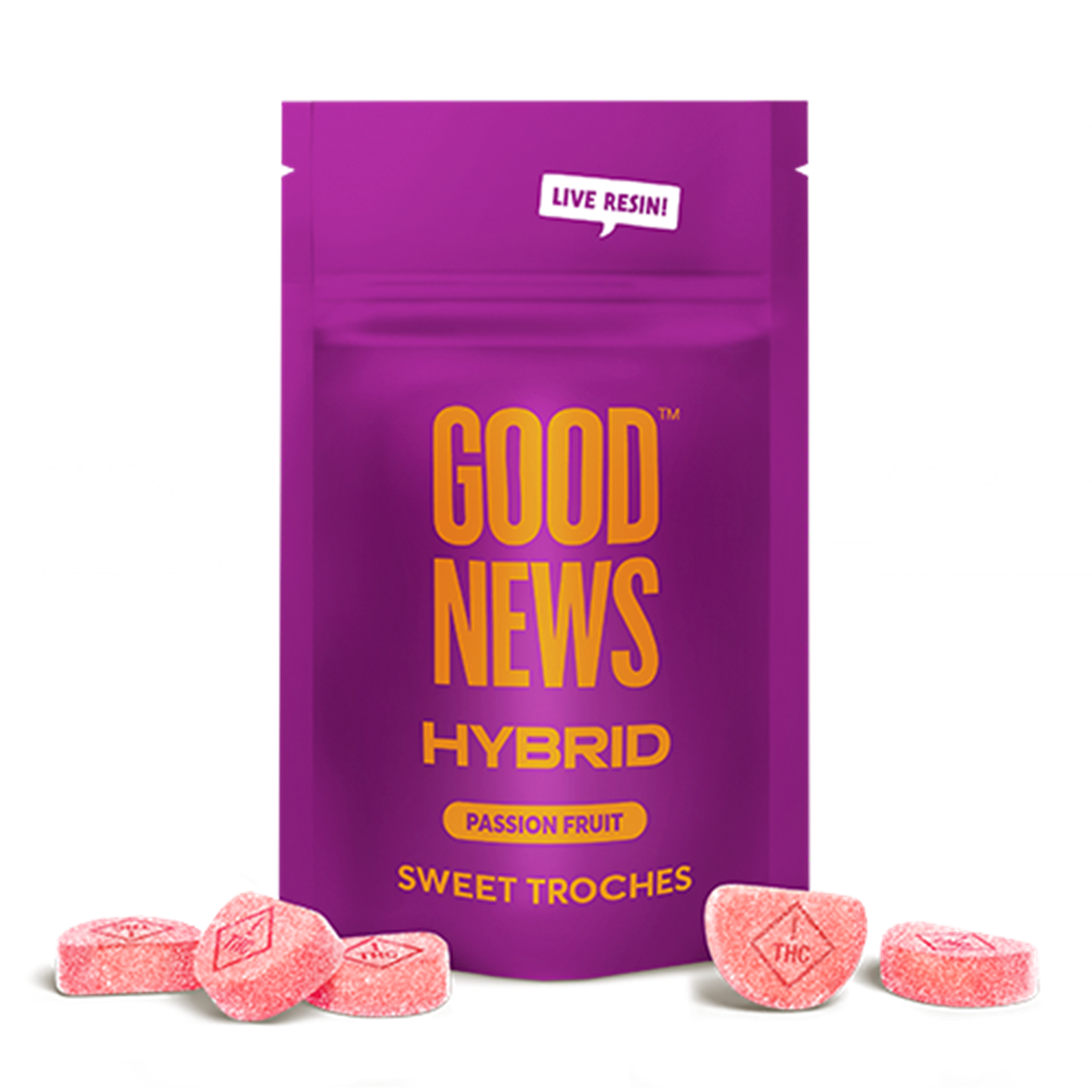 Photograph of product: Live Resin Passion Fruit Troches 100mg (10-Pack | 10mg Each)
