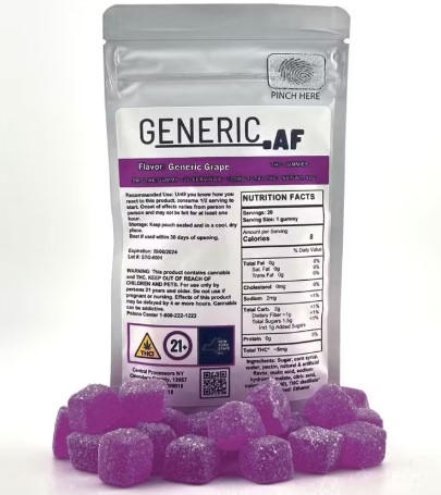 Photograph of product: Generic AF | Grape | (S) Gummies | 100mg 20pk
