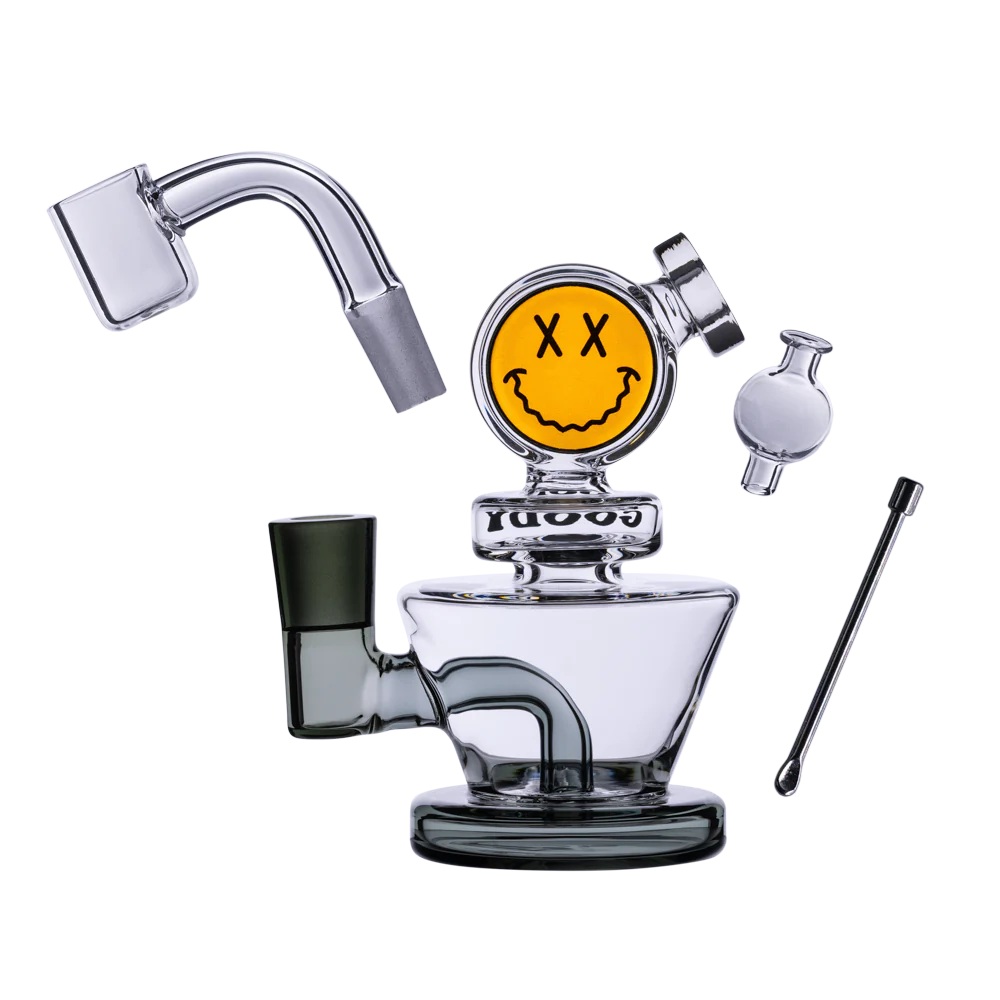 Photograph of product: Goody Glass - Big Face Mini Rig 4-Piece Kit - Transparent Black