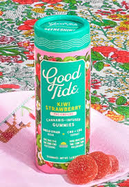 Photograph of product: Good Tide | Refreshing Gummies | Kiwi Strawb 1:1:1 CBD:CBG | 100mg