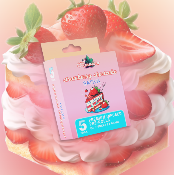 Photograph of product: Amnesia: Strawberry Shortcake Multi-Pack Infused Pre-Rolls (5x0.7g)